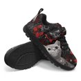 thumbnail image 2 of Pointodoor Black Cat Shoes for Girls Size 10.5 Red Bat Print School Knitted Mesh Walking Tennis Sneakers for Boys Halloween Running Shoes with Single Buckle for Kids, 2 of 7