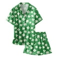 thumbnail image 4 of Pajama Set for Girls 2PC St. Patrick's Day Lapel Button up Kids Loungewear Boys Sleepwear 2 Piece Outfits Z05-Green 12-13 Years, 4 of 4