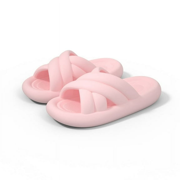 Nvzi-a Pillow Slippers for Women and Men Non Slip Quick Drying Shower Slides Bathroom Sandals ,Ultra Cushion ,Thick Sole(Size:38-39,Pink)
