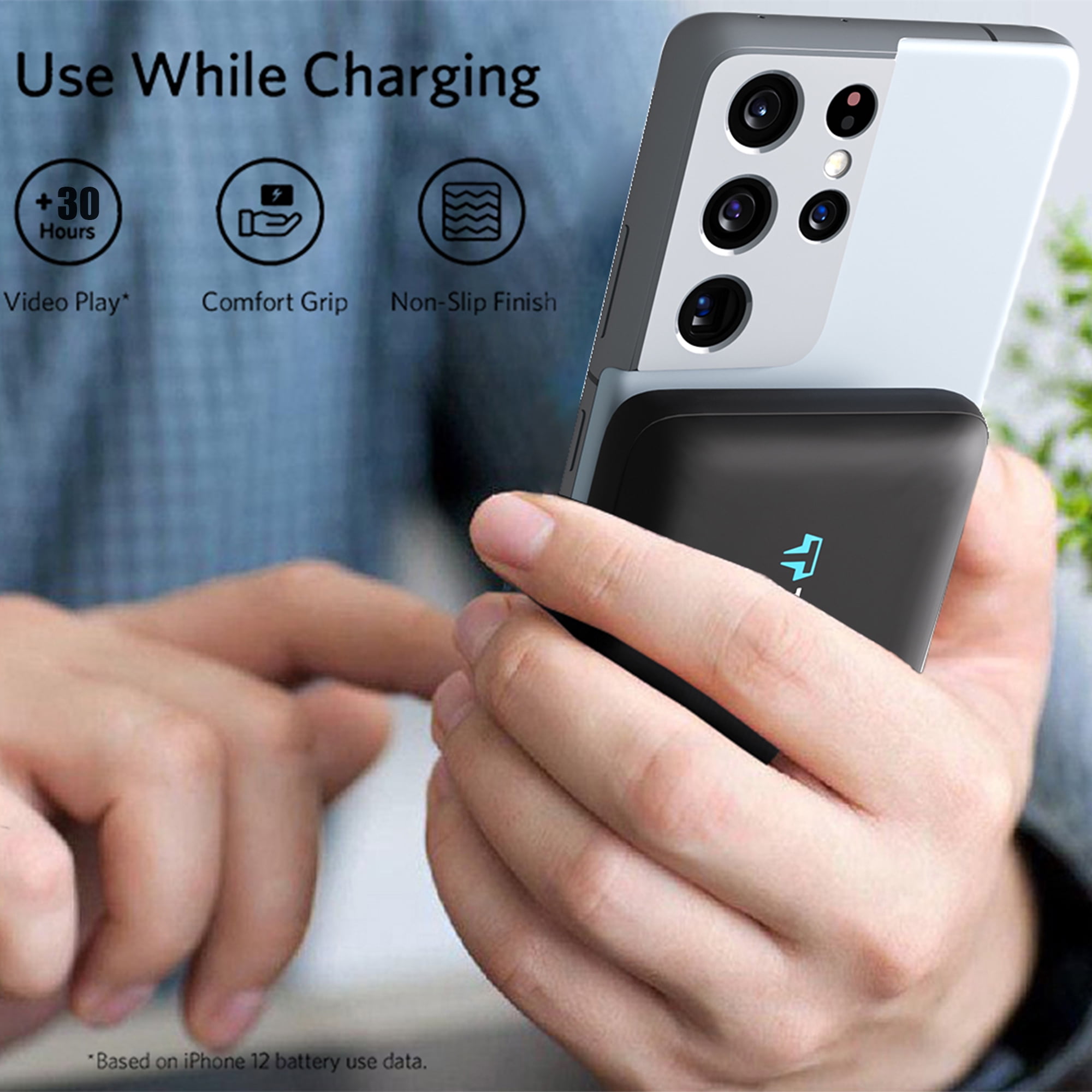 Techsmarter 10000mAh 18W USB-C PD Qi Wireless Power Bank Portable Charger with Anti-Slip Suction Cups. Compatible with iPhone, Samsung Galaxy, LG ThinQ, Droid, and More