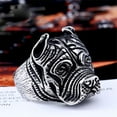 thumbnail image 2 of PAURO Men's Stainless Steel Dog Head Ring Bulldog Design Animal Jewelry Size 11, 2 of 4