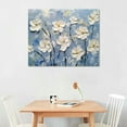 thumbnail image 2 of Feiri  Floral Canvas Wall Art Painted Blue and White Heavy Textured Painting Modern Abstract Flower Pictures Contemporary Artwork for Living Room Bedroom Office Decoration 20x16in, 2 of 6