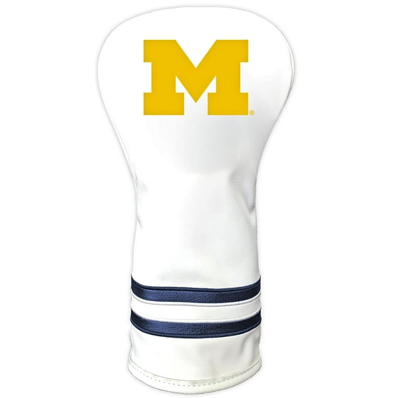 Team Golf NCAA Michigan Wolverines White Vintage Driver Head Cover White Vintage Driver Golf Club Headcover, Form Fitting Design, Retro Design
