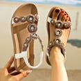 thumbnail image 3 of THDHVS Beach Sandals for Woman,Women Sandals,Womens Sandals Shoes Comfortable Walking with Non Slip Casual Summer Beach Shoes Dress Ankle Elastic Jeweled Bohemian Flats White 9, 3 of 7