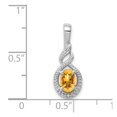 thumbnail image 3 of White Sterling Silver Charm Pendant (11) November Citrine Oval Yellow Diamond Round 13 mm 7, 3 of 4