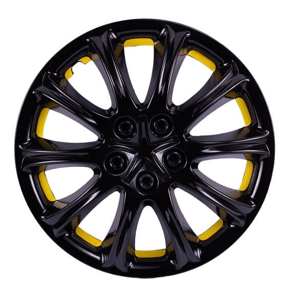 Tapones Polveras Optimus Rin 14 Negro Brillante Con Amarillo negro