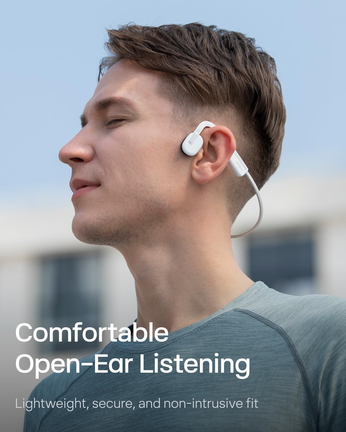 Restored Shokz OpenMove Bone Conduction Waterproof Bluetooth Headphones for Sports(Formerly Aeropex), White (Refurbished)