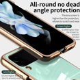 thumbnail image 4 of for Samsung Galaxy Z Flip 4 Case with Stand 360° Rotatable Ring Holder Kickstand [Magnetic Car Mount] Gold Plating for Women Men Shockproof Protective Cover for Samsung Z Flip 4 5G (Green), 4 of 14