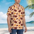 thumbnail image 3 of Pofeuu Thanksgiving Turkey and Pumpkin Print Hawaiian Shirt for Men Sleeves Casual Button Down Summer Beach Dress Shirts T-Shirts,Medium, 3 of 7