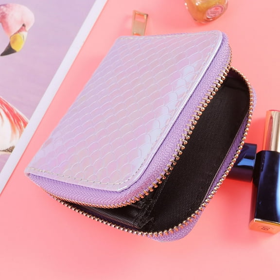 LULULION Women Small Wallet Storage Slim Purple PU 1Pcs for Shopping Outings
