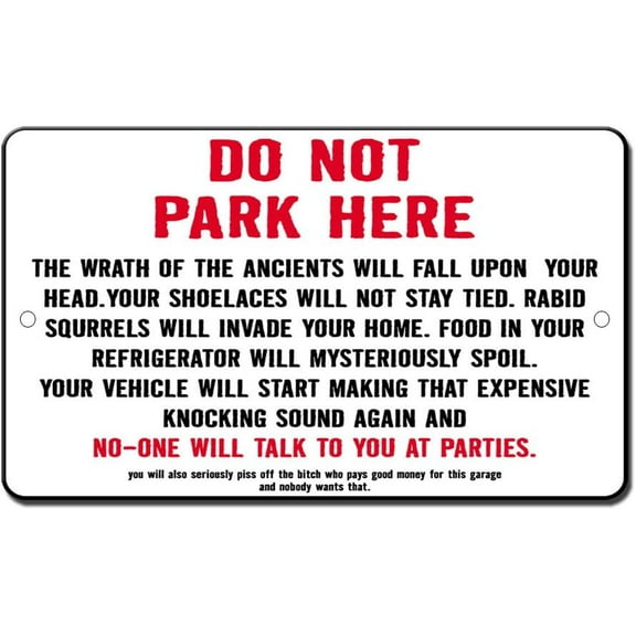 No Parking Curse Novelty Funny Metal Sign 8 in X 12 in
