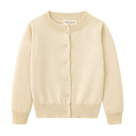

Girls School Uniform Long Sleeve Knit Cardigan Sweater