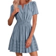 thumbnail image 2 of TIHLMK Women's 2026 Short Sleeve Bodycon V Neck Dresses with Pleated Casual Stretch Fit Maxi Dresses for Work to Evening Out, 2 of 9