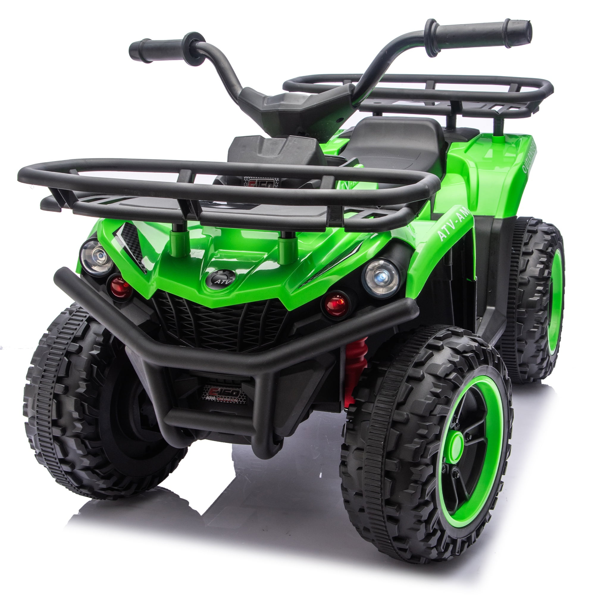 iYofe 24V Big Kids Ride on ATV Quad, Electric 4 Wheeler for Kids 3-6 with Battery Display, Anti-Slip Tires, LED Headlights, Bluetooth, MP3, Storage Racks, Gifts for Birthday & Christmas, Green