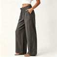 thumbnail image 4 of Tsivenald Womens Linen Wide Leg Pants Elastic Drawstring Waist Lightweight Breathable Summer Beach Casual Trousers, 4 of 7