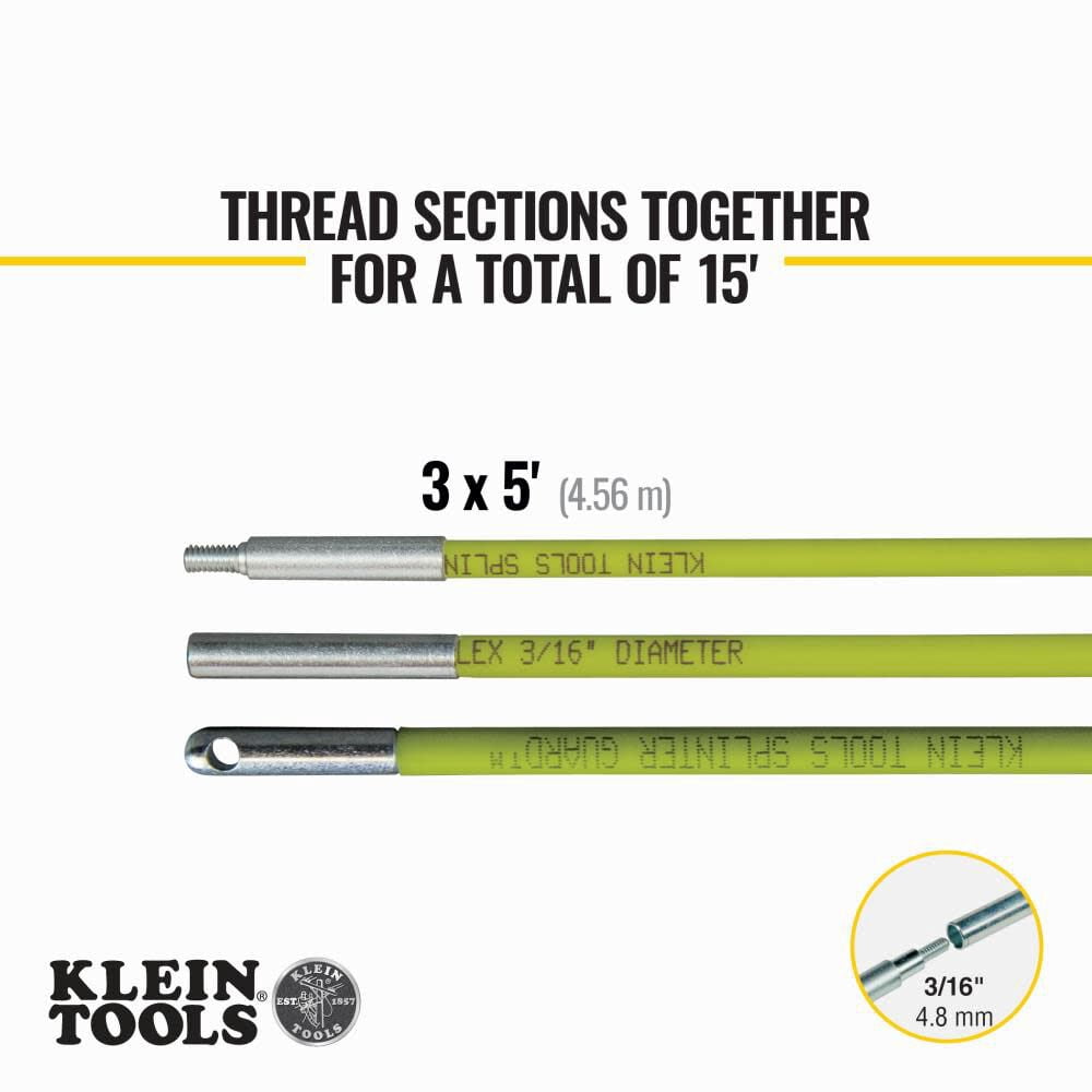 Klein Tools 50152 Mid-Flex Glow Fish Rod, 15 Foot