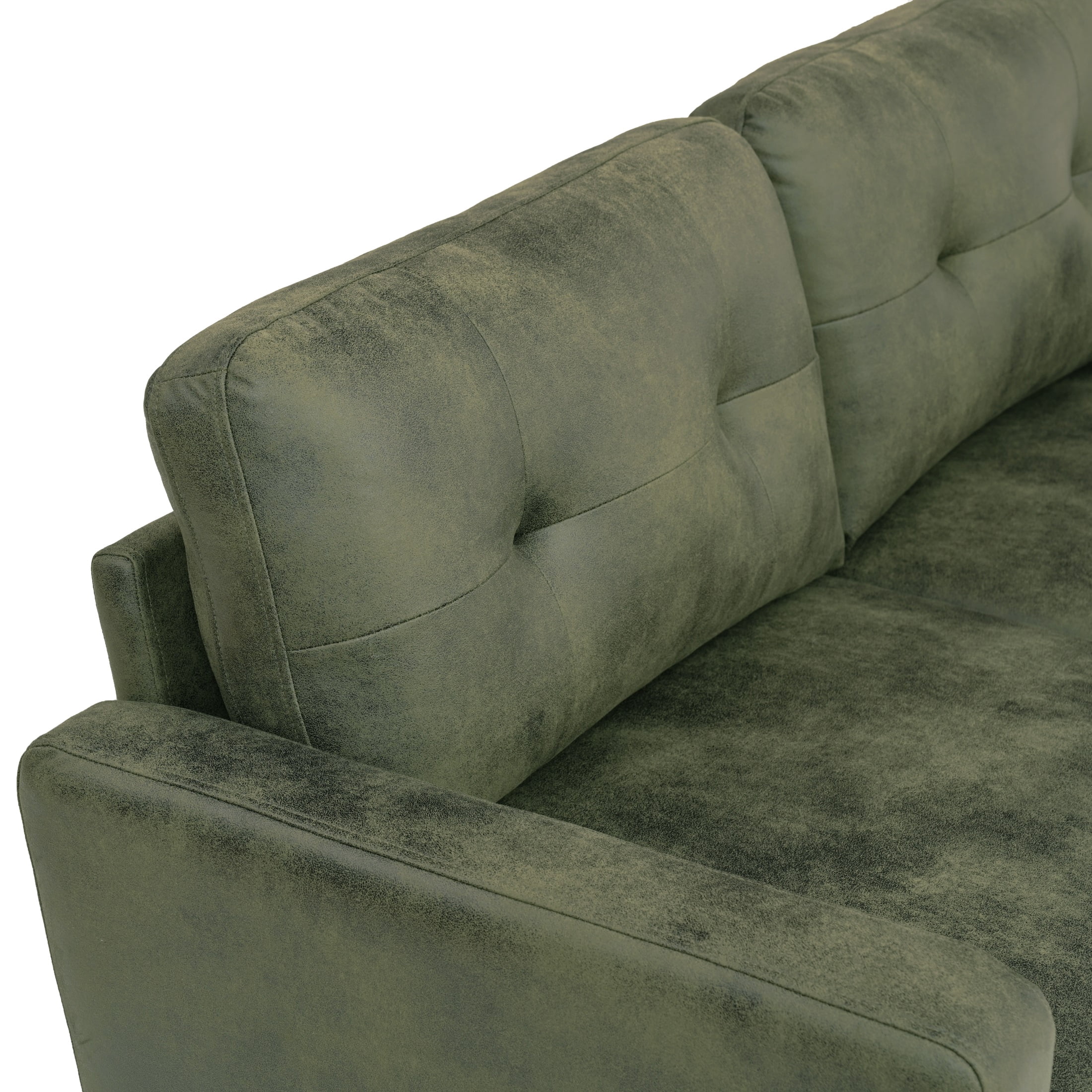 Homy Casa 65 in Mid Century Modern Upholstered 2-Seater Loveseat Sofa for Small Spaces Green