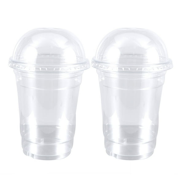 20pcs Disposable Transparent Plastic Cup Juice Cups Cold Drinks Takeaway Packaging (with Dome Lid)