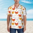 thumbnail image 2 of Sikiie Cute Fox with Heart Print Men's Hawaiian Shirt, Summer Beach Button Pocket Short Sleeve T-Shirt,X-Large, 2 of 7