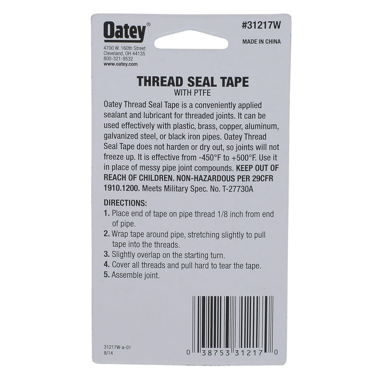1/2 in. x 260 in. PTFE Thread Seal Tape for Plumbers in White (Pack of  5-Rolls)