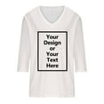 thumbnail image 5 of DuoJiaJ Women Slim Fit Plain Tops 3/4 Sleeve Blouse 2025 T Shirt Summer Tops Basic Tunic V Neck Pullover Tops T Shirt Women’s Casual Tops Beige, 5 of 5