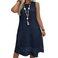thumbnail image 2 of ClodeEU Women's Sleeveless Round Neck Dress,Casual Summer Tank Mini Vacation Sundress Dress Navy,Womens Plus XL, 2 of 6