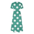 thumbnail image 4 of Penkiiy Women's Summer Polka Dot Print Casual Short Sleeve Crewneck Basic Swing T Shirt Dress Flowy Beach Vacation Sundress L Mint Green, 4 of 4