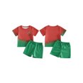 thumbnail image 2 of RUINIXCW Toddler Baby Boy Football Soccer Jersey Outfit Infant Baby Boys Fall Summer Clothes Crew Neck Short Sleeve Shirt and Shorts 2 Pcs Set, 2 of 9