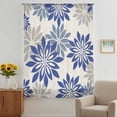 thumbnail image 2 of Geometric Flower Sheer Curtains 54 Inches Long, Vintage Country Floral Blue Grey on Linen Light Filering Curtains, Breathable Simi Curtain Privacy Drapes for Kitchen Bathroom Small Window Treatment, 2 of 9