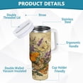 thumbnail image 4 of 40 oz Insulated Stainless Steel Tumbler Double Wall Stainless Steel Tumbler with 2-Way Drinking Butterflies and Lavender Pattern, 4 of 9