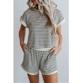 thumbnail image 2 of Women's Casual White Stripe Contrast Edge Tee and Shorts Set, 2 of 7