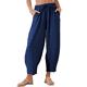 thumbnail image 1 of Pantalones Rectos Holgados de Algodón y , Estilo Casual, Color Azul Oscuro, Talla XXL, 1 of 5