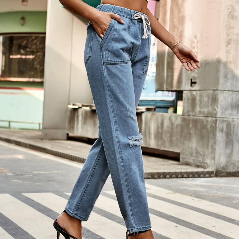 Tdoqot Womens Straight Leg Jeans- High Rise Stretch Pull on