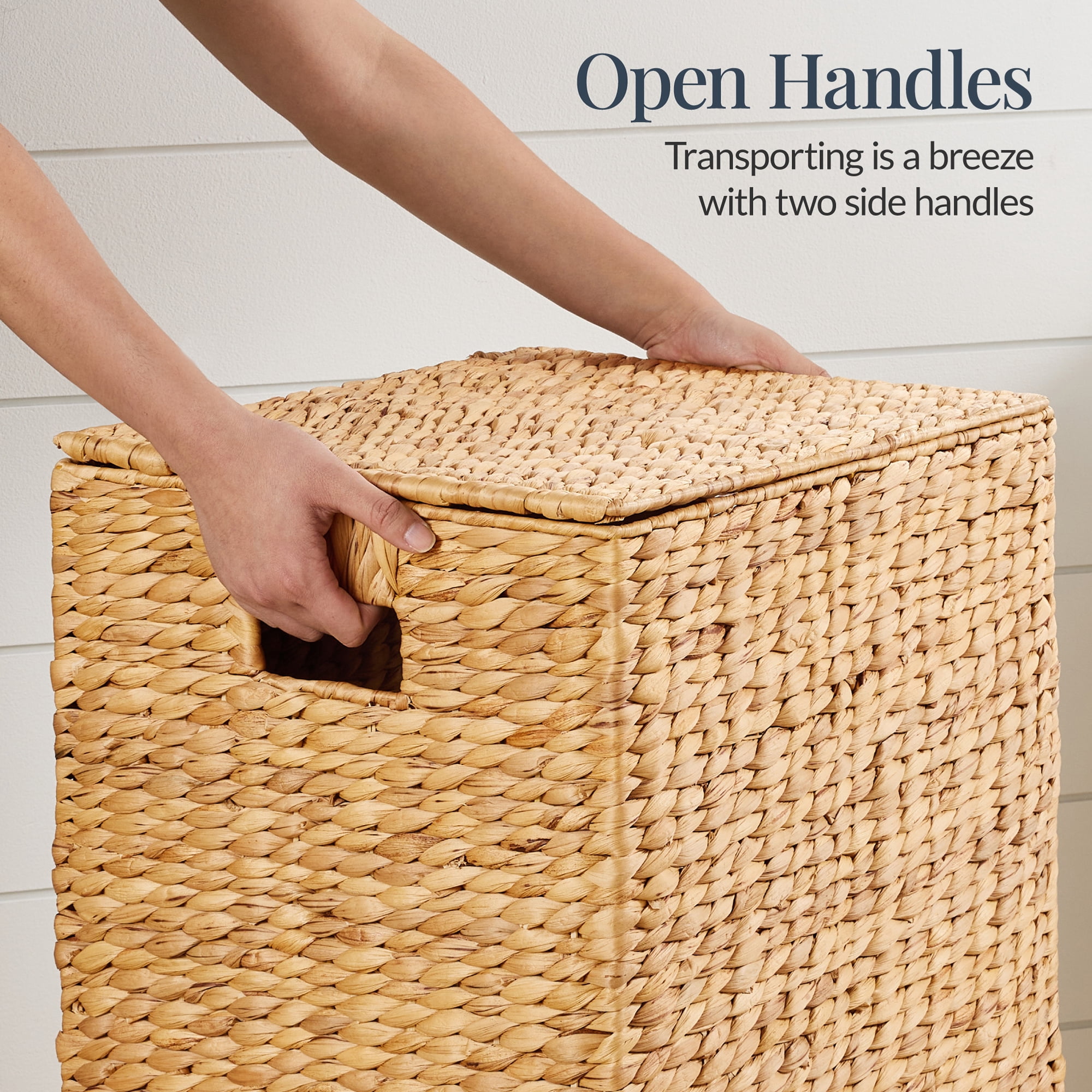 Best Choice Products Large Laundry Hamper w/Lid, Handwoven Laundry Basket, w/ Removable Liner & Handles - Natural
