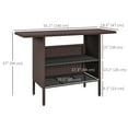 thumbnail image 2 of CoSoTower Bar Height Outdoor Rattan Table, Patio Wicker Bar Table with 2 Storage Shelves, 55.1" x 18.5" x 37", Brown, 2 of 7