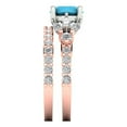 thumbnail image 3 of 3.06 ct Brilliant Round Cut Turquoise 18K Rose/White Gold Solitaire with Accents Engagement Bridal Wedding Ring Band Set size 3.75, 3 of 7