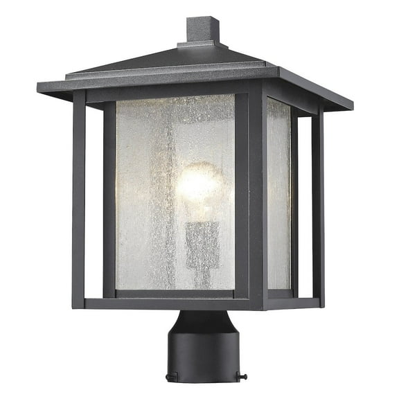554PHB-BK-Z-Lite-Aspen - 1 Light Outdoor Post Mount Lantern in Urban Style - 11 Inches Wide by 16.25 Inches High-Black Finish