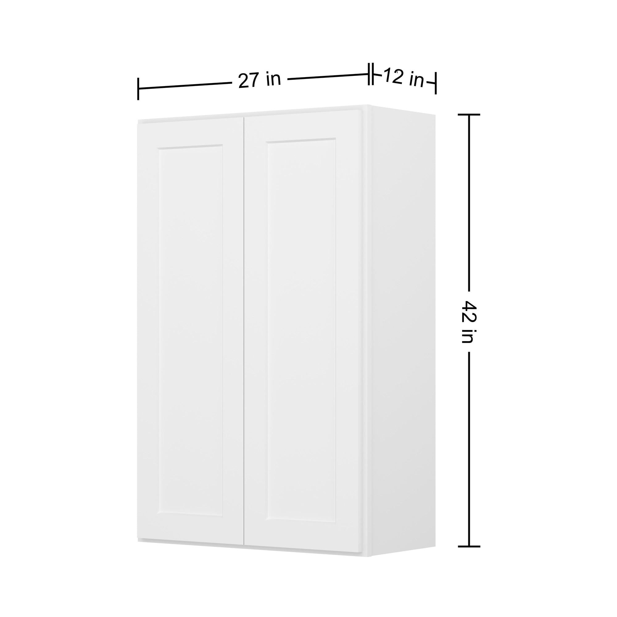 Furinno Shaker Wall Kitchen Cabinet 2-Door-3 Shelves, Ready to Assemble, 12 D x 27 W x 42 H, White