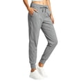 thumbnail image 3 of Women's Soft Fabric Casual Mid Waist Pants with Pockets, Tummy Control Comfort Fit, Pull On Elastic Waband, Everyday Wear, Work, Weekend Essential Yoga | TruBelle,Gray S, 3 of 9