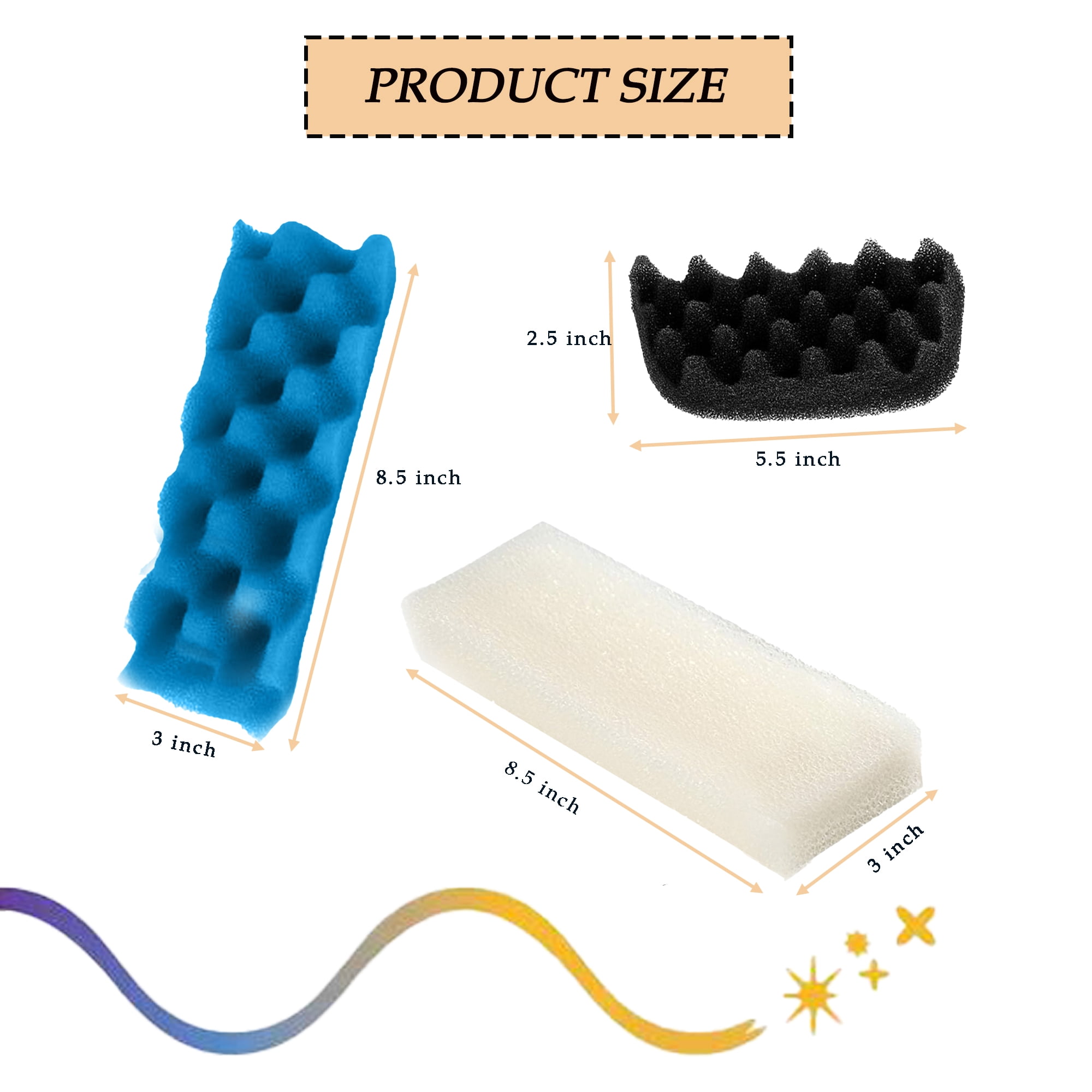 Genligt Aquarium Bio Sponge Foam Max Filter Pads Pack Compatible with Fluval 206, 207, 12 Pack