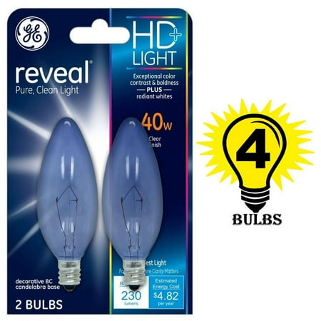 Ge Reveal 40 Watt Ceiling Fan Incandescent Light Bulb 4 Bulbs
