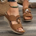 thumbnail image 2 of Rokment Orthopedic Platform Wedge Slides Sandals for Women with Arch Support Vintage Casual Comfortable Metal Leather Open Toe Chunky High Heels Slip on Backless Dress Sandals Brown Size 9, 2 of 6