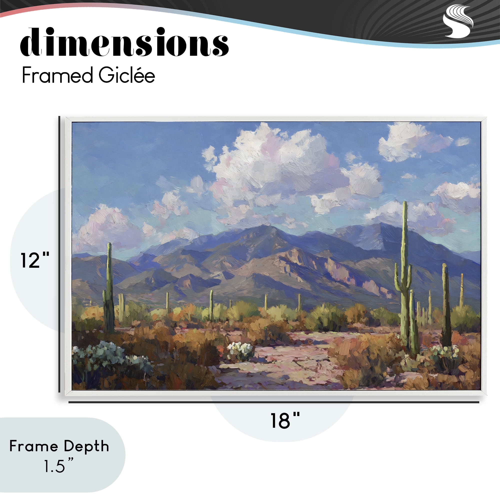 Stupell Industries Desert Mountains at Sunset Glow White Framed Giclee Art, design by Gina Kelly
