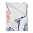 thumbnail image 2 of Seashell Soft Flannel Fleece Blanket, Maritime Sealife Sea Creatures Colorful Seashells in the Beach Doodle, Cozy Plush for Indoor and Outdoor Use, 70" x 90", Blue White Pale Orange, by Ambesonne, 2 of 5