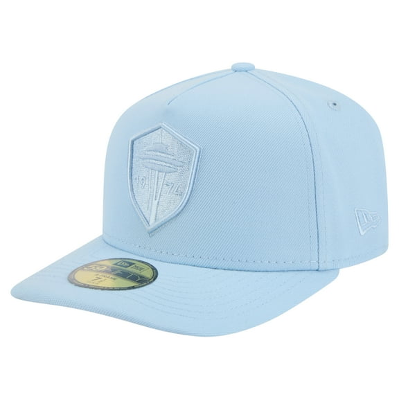 Men's New Era Light Blue Seattle Sounders FC Color Pack A-Frame 59FIFTY Fitted Hat