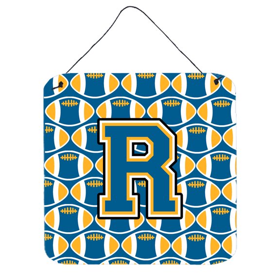 Letter R Football Blue and Gold Wall or Door Hanging Prints