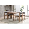 thumbnail image 2 of Guyou Farmhouse Dining Chair Set of 2, Linen Upholstered Kitchen Chair with Adjustable Back, Wooden Armless Accent Side Chair, Charcoal, 2 of 7