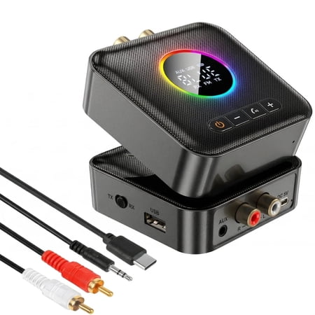Upgraded 2-in-1 Bluetooth 5.4 Transmitter & Receiver, for music Streaming Sound System, Wireless Audio Adapter with USB 3.5mm RCA, for Home Stereo System/Speakers/Car/TV/Tablet