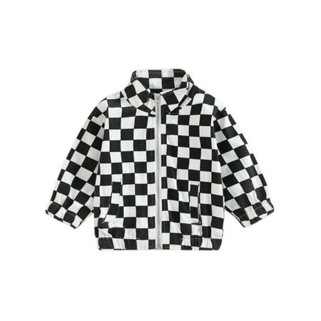 

Yuanyu Little Boys Shirt Jacket Coat Plaid Cardigan Outwear Toddler Zipper Shirt Spring Fall Tops 1-5 Years