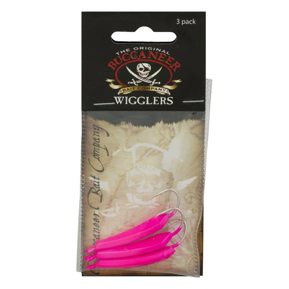 Buccaneer Wiggler Jig Fishing Lures for Bass with Stinger Hook Pink 3/8 oz, 3 Count